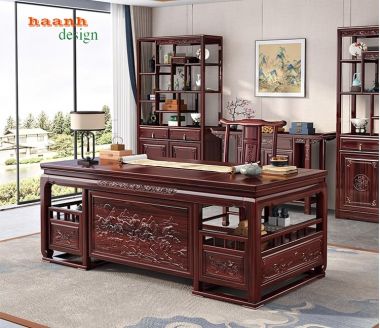 Bàn ghế phòng làm việc giả cổ phong cách á đông BLG 003