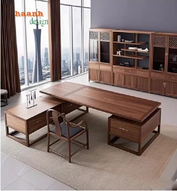 Bàn ghế phòng làm việc gỗ sồi phong cách Á Đông truyền thống-BLG 016