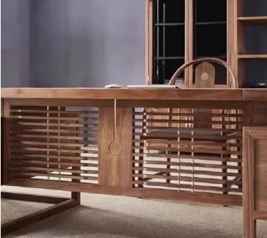 Bàn ghế phòng làm việc gỗ sồi phong cách Á Đông truyền thống-BLG 016