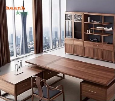 Bàn ghế phòng làm việc gỗ sồi phong cách Á Đông truyền thống-BLG 016