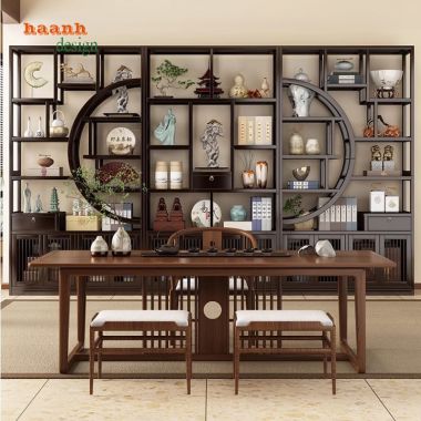 Tạo không gian với bàn ghế làm việc gỗ á đông-BLG 013