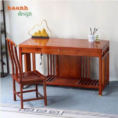 Bàn làm việc gỗ tự nhiên phong cách Á Đông cao cấp-BLG 015
