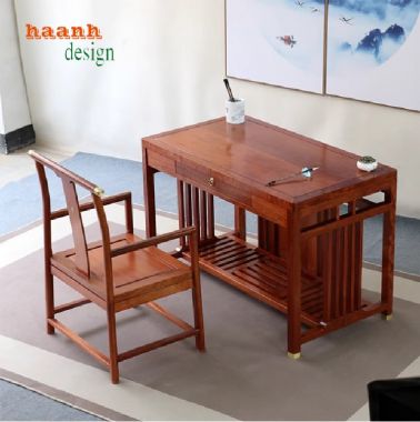 Bàn làm việc gỗ tự nhiên phong cách Á Đông cao cấp-BLG 015