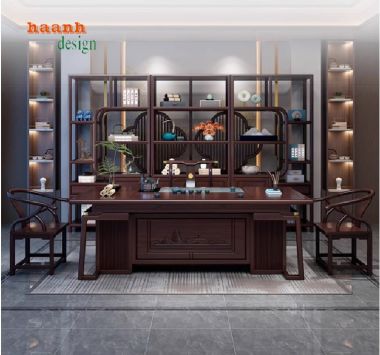 Bàn ghế làm việc gỗ gụ - Giải pháp hoàn hảo cho không gian-BLG 010