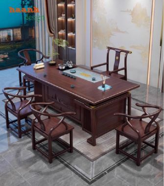 Bàn ghế làm việc gỗ gụ - Giải pháp hoàn hảo cho không gian-BLG 010