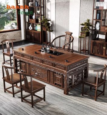 Bàn Làm Việc Gỗ Giả Cổ – Vẻ Đẹp Cổ Điển Trong Không Gian-BLG 014