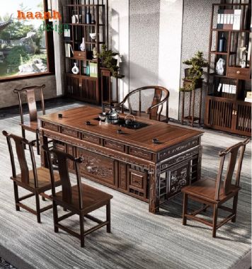 Bàn Làm Việc Gỗ Giả Cổ – Vẻ Đẹp Cổ Điển Trong Không Gian-BLG 014