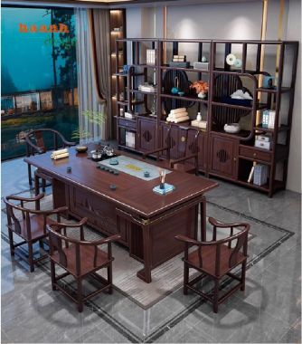 Bàn ghế làm việc gỗ gụ - Giải pháp hoàn hảo cho không gian-BLG 010