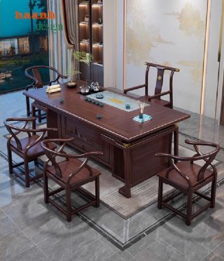 Bàn ghế làm việc gỗ gụ - Giải pháp hoàn hảo cho không gian-BLG 010