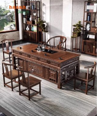 Bàn Làm Việc Gỗ Giả Cổ – Vẻ Đẹp Cổ Điển Trong Không Gian-BLG 014