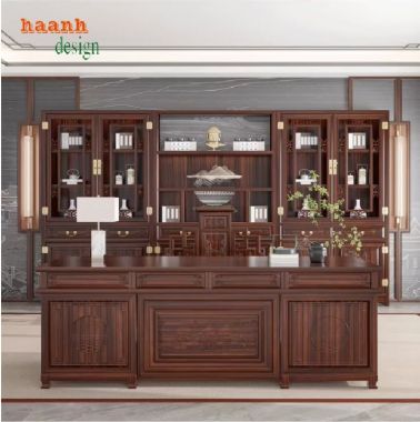 Đẹp mắt và bền bỉ với bàn làm việc gỗ gụ tự nhiên-BLG 012