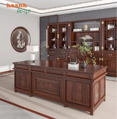 Đẹp mắt và bền bỉ với bàn làm việc gỗ gụ tự nhiên-BLG 012