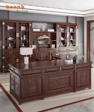 Đẹp mắt và bền bỉ với bàn làm việc gỗ gụ tự nhiên-BLG 012