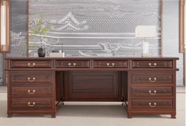 Đẹp mắt và bền bỉ với bàn làm việc gỗ gụ tự nhiên-BLG 012