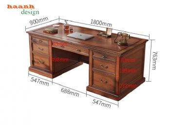 Bàn ghế giám đốc gỗ sồi phong cách tân cổ điển châu Âu-PLT 005