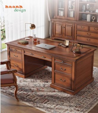 Bàn ghế giám đốc gỗ sồi phong cách tân cổ điển châu Âu-PLT 005