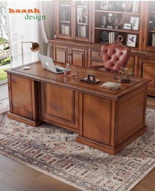 Bàn ghế giám đốc gỗ sồi phong cách tân cổ điển châu Âu-PLT 005
