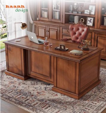 Bàn ghế giám đốc gỗ sồi phong cách tân cổ điển châu Âu-PLT 005
