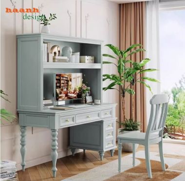 Bàn làm việc kèm giá sách gỗ sồi cao cấp chuẩn châu Âu-PLT 006