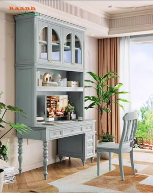 Bàn làm việc kèm giá sách gỗ sồi cao cấp chuẩn châu Âu-PLT 006