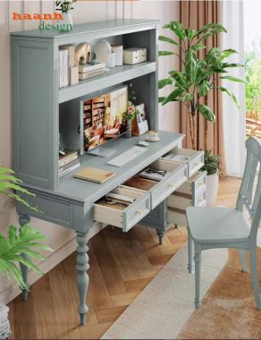 Bàn làm việc kèm giá sách gỗ sồi cao cấp chuẩn châu Âu-PLT 006