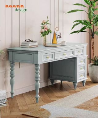 Bàn làm việc kèm giá sách gỗ sồi cao cấp chuẩn châu Âu-PLT 006