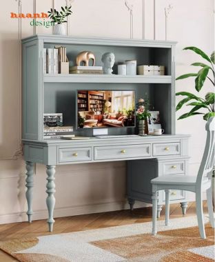 Bàn làm việc kèm giá sách gỗ sồi cao cấp chuẩn châu Âu-PLT 006