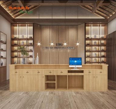 Quầy lễ tân khách sạn resort thiết kế độc đáo ấn tượng. QLK 003
