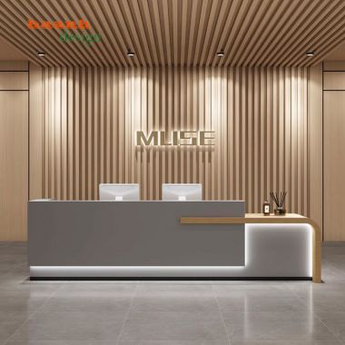 Quầy lễ tân khách sạn gỗ công nghiệp phong cách hiện đại QLK 004