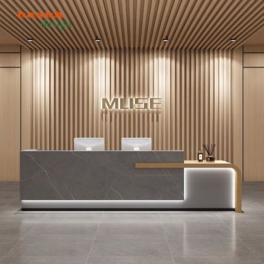 Quầy lễ tân khách sạn gỗ công nghiệp phong cách hiện đại QLK 004