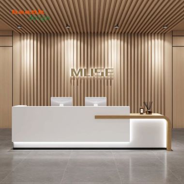 Quầy lễ tân khách sạn gỗ công nghiệp phong cách hiện đại QLK 004