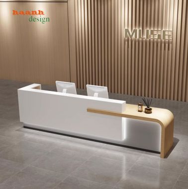 Quầy lễ tân khách sạn gỗ công nghiệp phong cách hiện đại QLK 004