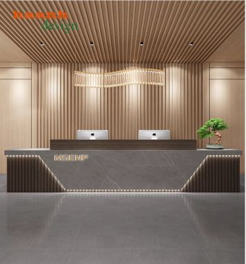 Bàn quầy lễ tân khách sạn gỗ công nghiệp sang trọng QLK 005