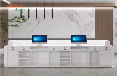 Mẫu quầy lễ tân khách sạn sang trọng từ gỗ công nghiệp-QLK 017