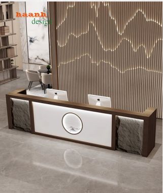 Quầy lễ tân gỗ công nghiệp khách sạn tiện ích và tinh tế. QLK 006