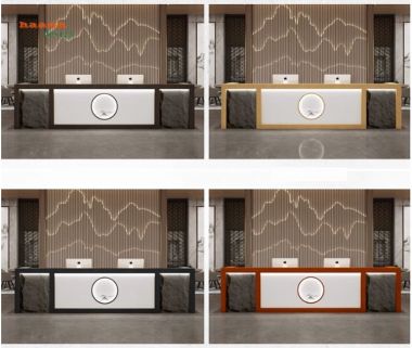 Quầy lễ tân gỗ công nghiệp khách sạn tiện ích và tinh tế. QLK 006