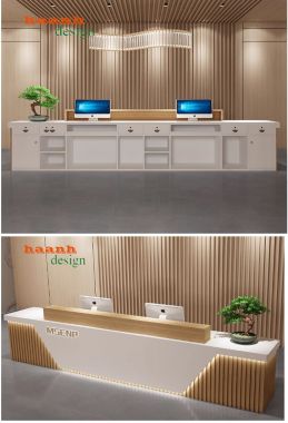 Bàn quầy lễ tân khách sạn gỗ công nghiệp sang trọng QLK 005