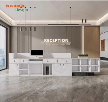 Mẫu bàn quầy lễ tân đẹp hiện đại cho văn phòng công ty-QLT 015