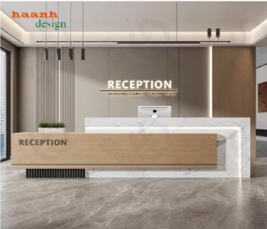Mẫu bàn quầy lễ tân đẹp hiện đại cho văn phòng công ty-QLT 015
