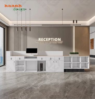 Mẫu bàn quầy lễ tân đẹp hiện đại cho văn phòng công ty-QLT 015