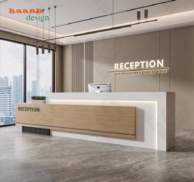 Mẫu bàn quầy lễ tân đẹp hiện đại cho văn phòng công ty-QLT 015