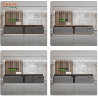 Quầy tiếp tân đẹp bằng gỗ công nghiệp chống ẩm cao cấp-QLT 016