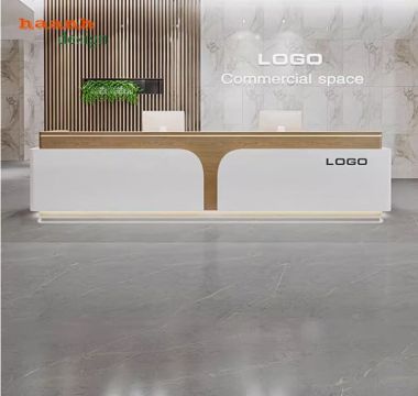 Quầy tiếp tân đẹp bằng gỗ công nghiệp chống ẩm cao cấp-QLT 016
