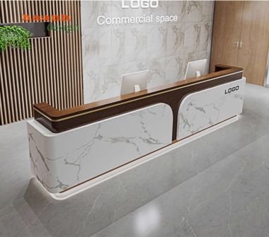 Quầy tiếp tân đẹp bằng gỗ công nghiệp chống ẩm cao cấp-QLT 016
