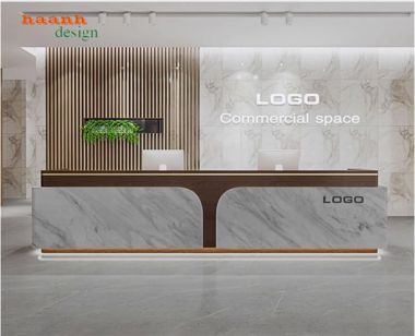 Quầy tiếp tân đẹp bằng gỗ công nghiệp chống ẩm cao cấp-QLT 016