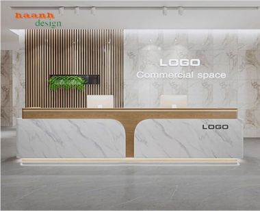 Quầy tiếp tân đẹp bằng gỗ công nghiệp chống ẩm cao cấp-QLT 016