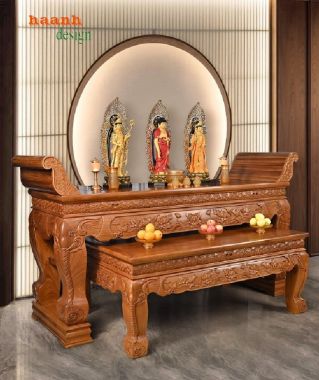 Sập thờ gia tiên chạm tứ linh – Tinh hoa gỗ gõ đỏ-STG 006