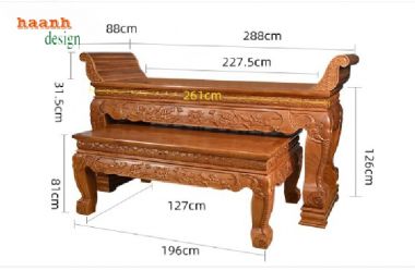 Sập thờ gia tiên chạm tứ linh – Tinh hoa gỗ gõ đỏ-STG 006