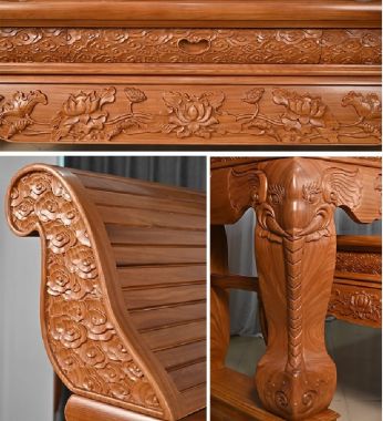 Sập thờ gia tiên chạm tứ linh – Tinh hoa gỗ gõ đỏ-STG 006