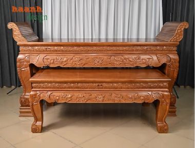 Sập thờ gia tiên chạm tứ linh – Tinh hoa gỗ gõ đỏ-STG 006